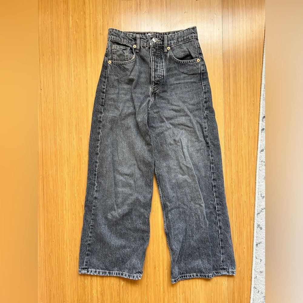 Zara wide leg grey jeans flare 2 / 34
